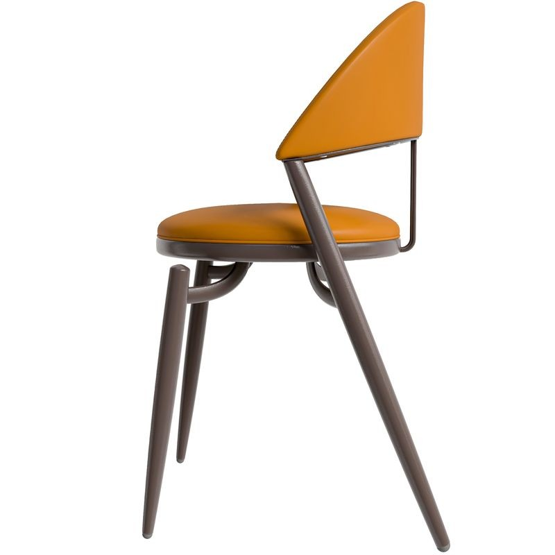 LeisureMod Venice Collection Modern Dining Chair In Light Brown Side View.