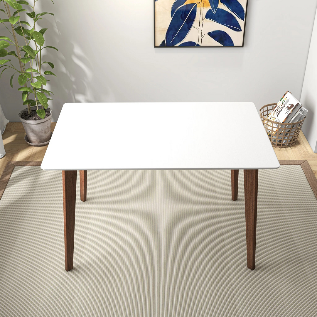 Carlos White Small Dining Table High View.