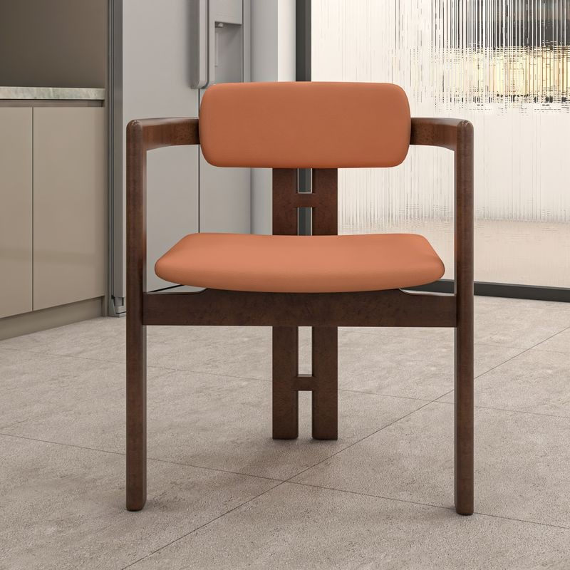 LeisureMod Velo Series Modern Dining Chair in Black Walnut Wood with Dark Brown Seat with Backround.