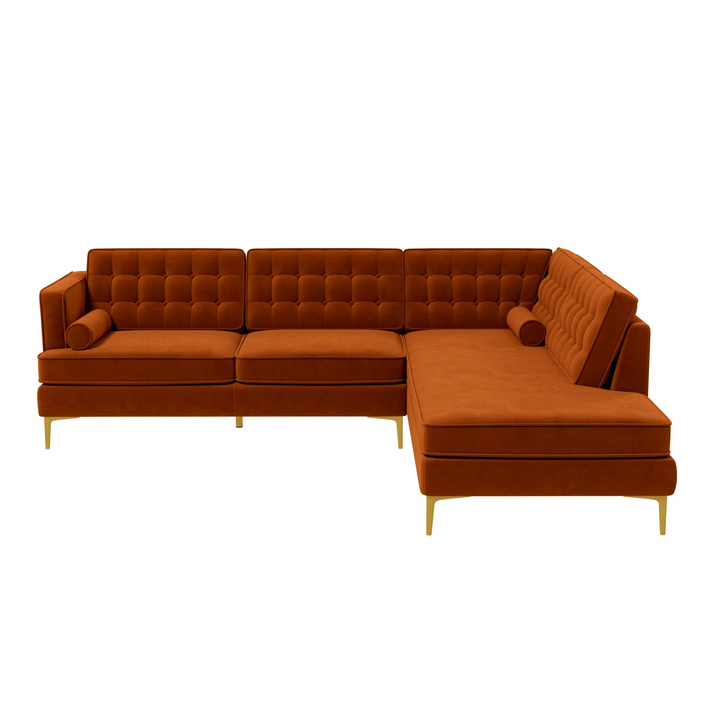 Brooke Burnt Orange Sectional Sofa Right Facing