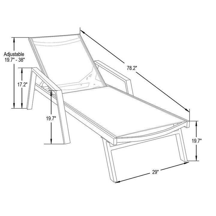 LeisureMod Marlin Patio Chaise Lounge Chair with Armrests in White Aluminum Frame, Set of 2 in Green Dimensions.