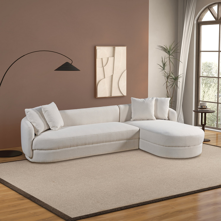 Chandler Cream Boucle Right Sectional Sofa Right Angled