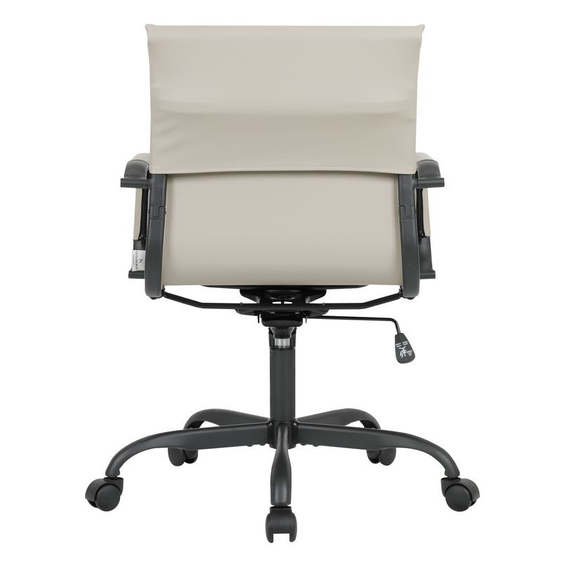 LeisureMod Harris Leather Home Office Chair in Tan with Black Frame Back View.