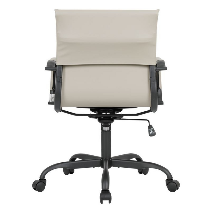LeisureMod Harris Leather Home Office Chair in Tan with Black Frame Back View.