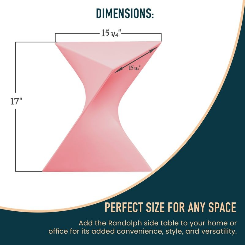 Dimensions of a side table with text indicating its perfect size for any space.