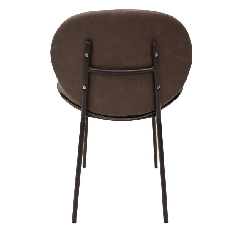 LeisureMod Servos Modern Dining Side Chair with Upholstered Faux Leather Seat and Powder Coated Iron Frame for Kitchen and Dining Room Elephant Grey Back