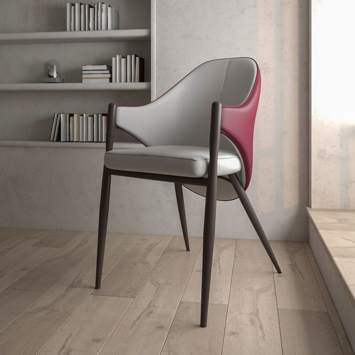 Leisuremod Sante Collection Modern Dining Chair in White/Bordeaux