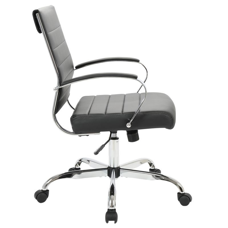LeisureMod Benmar Leather Office Chair Black Side View.