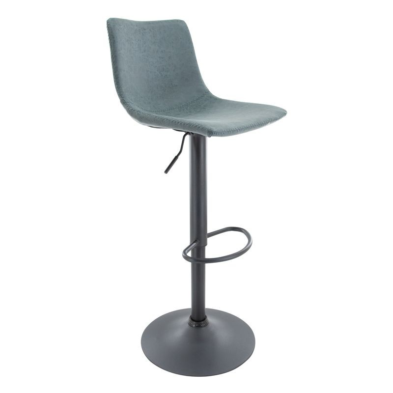 LeisureMod Tilbury Modern Adjustable Bar Stool with Footrest and 360-Degree Swivel in Peacock Blue