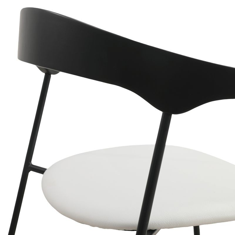 LeisureMod Lyra Collection Modern Chair in Black Back and White Seat Back Angle.