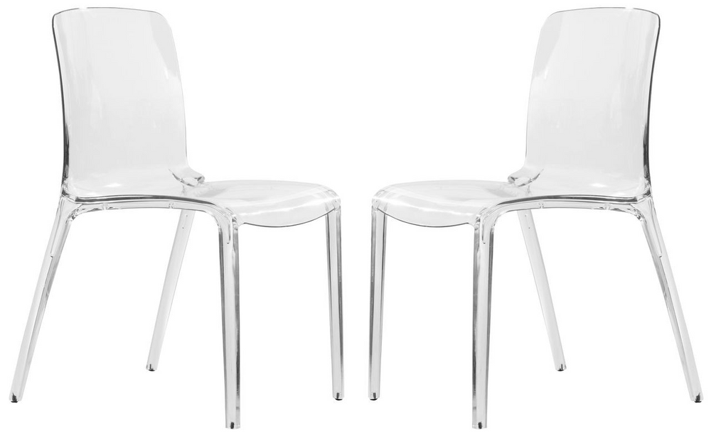 LeisureMod Murray Modern Dining Chair, Set of 2 Clear