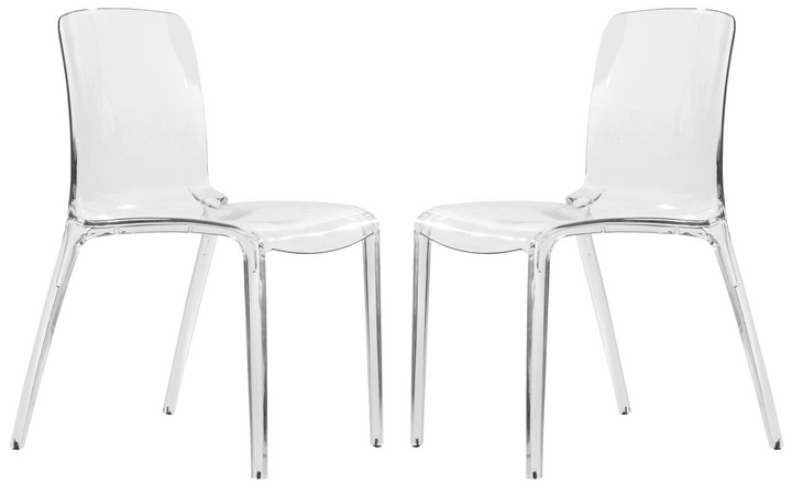 LeisureMod Murray Modern Dining Chair, Set of 2 Clear