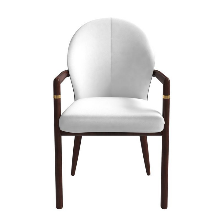 LeisureMod Opaline Series Elegant Wooden Dining Chair in Black Velvet and White Front View.