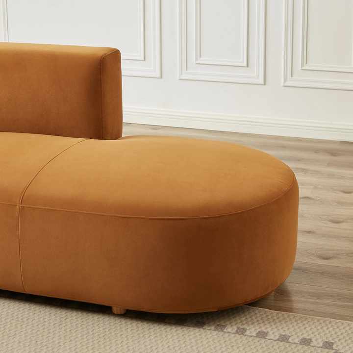 Orby Velvet Sectional Sofa Left Facing Closeup.