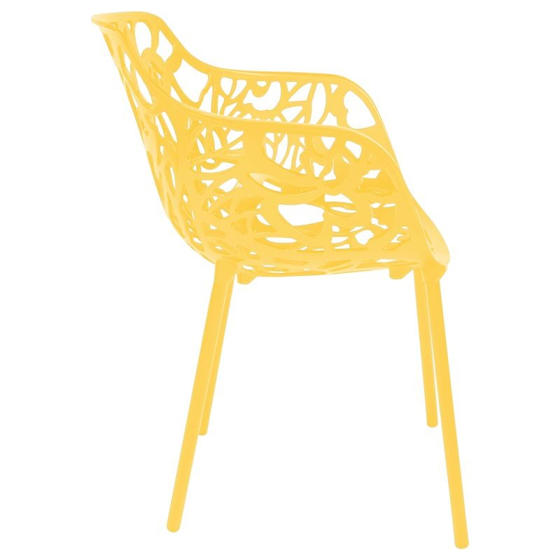 LeisureMod Modern Devon Aluminum Armchair Yellow Side View.