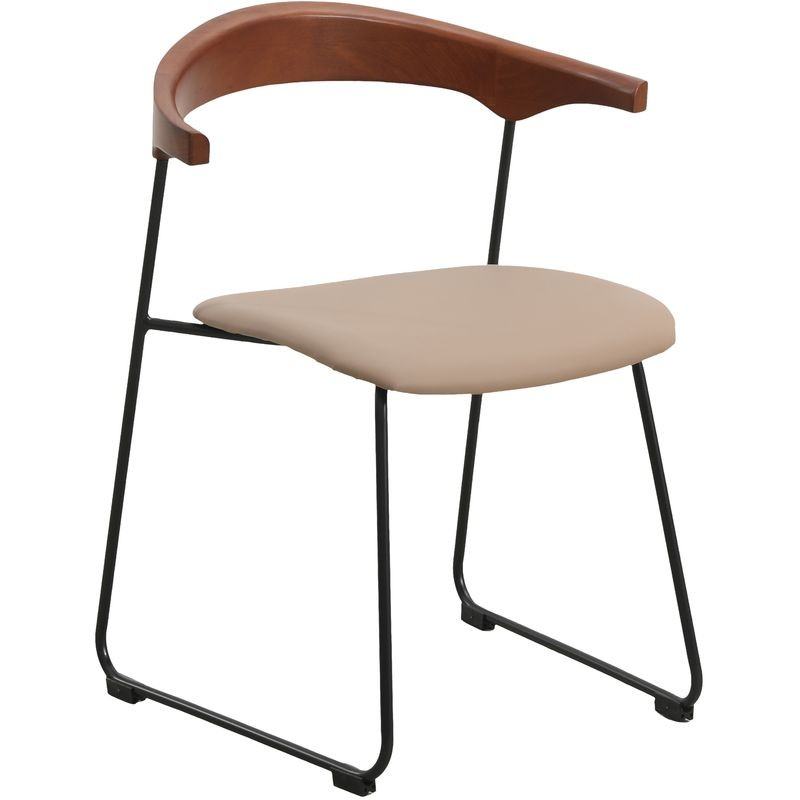 LeisureMod Lyra Collection Modern Chair in Dark Wood back and Taupe Seat