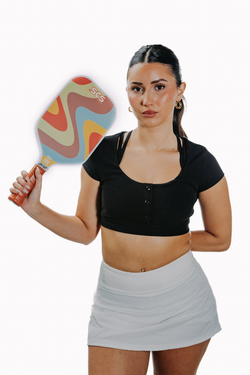 Groovy Evo-Lite Series Pickleball Paddle with Model.