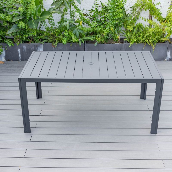 Leisuremod Chelsea Aluminum Outdoor 63" Dining Table in Black Photo.
