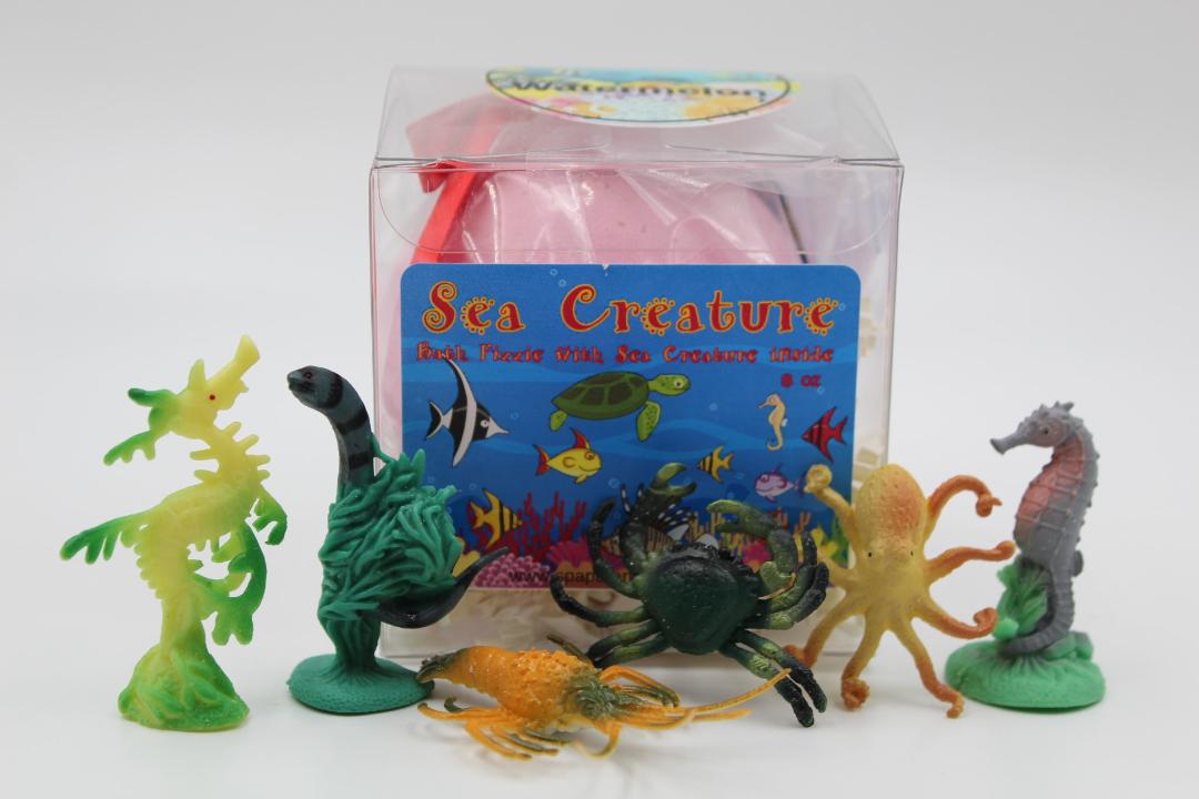 Kids Bath Bomb with Sea Creature Toy Inside - 1 Large 8oz. Bomb