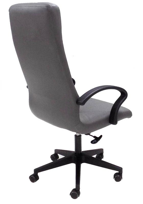 Set of 2 High Back Conference Room Chairs in Faux Leather Gray Back