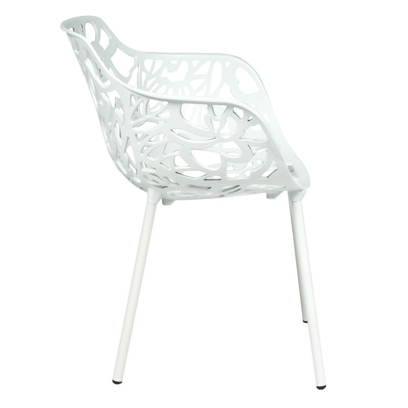 LeisureMod Modern Devon Aluminum Armchair White Side View.