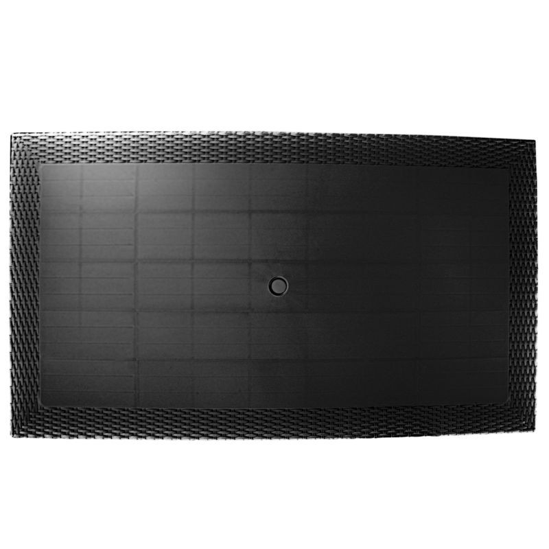 LeisureMod Mace Weave Design Outdoor Dining Table Black Tabletop.
