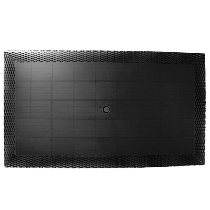 LeisureMod Mace Weave Design Outdoor Dining Table Black Tabletop.