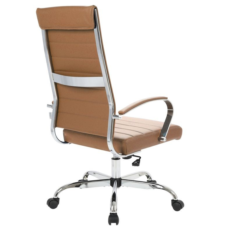 LeisureMod Benmar High-Back Leather Office Chair Brown Back View.