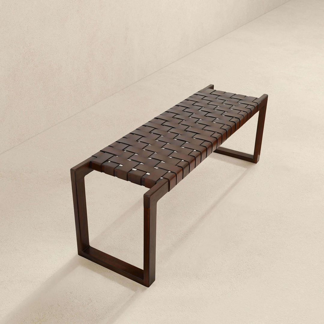 Christina Tan Leather Bench Photo.