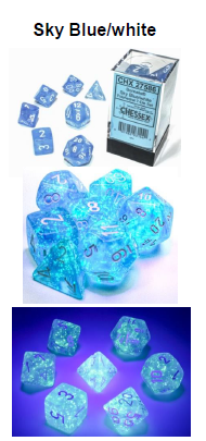 Borealis Sky Blue/white 7-Dice / 16mm / 12mm / 30mm Luminary