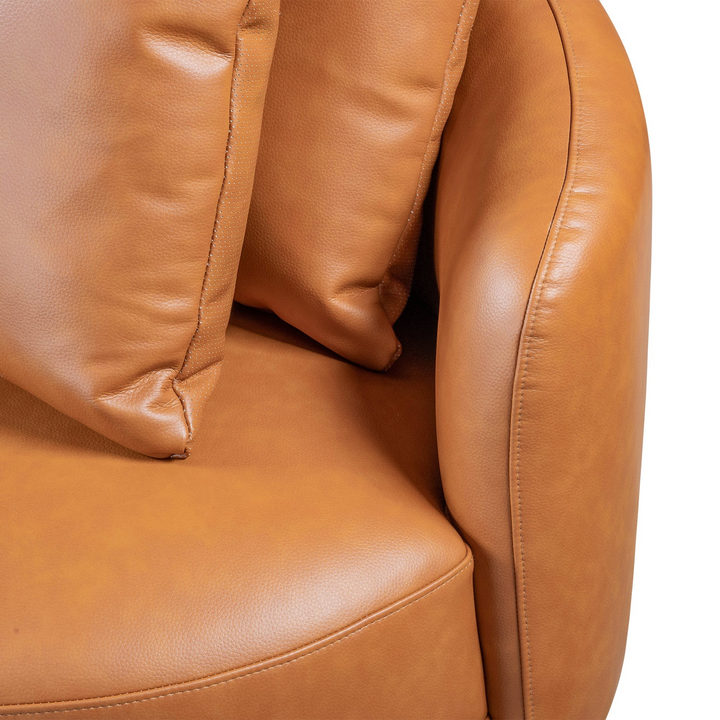 Dylan Modern Cognac Leather Sofa Closeup.