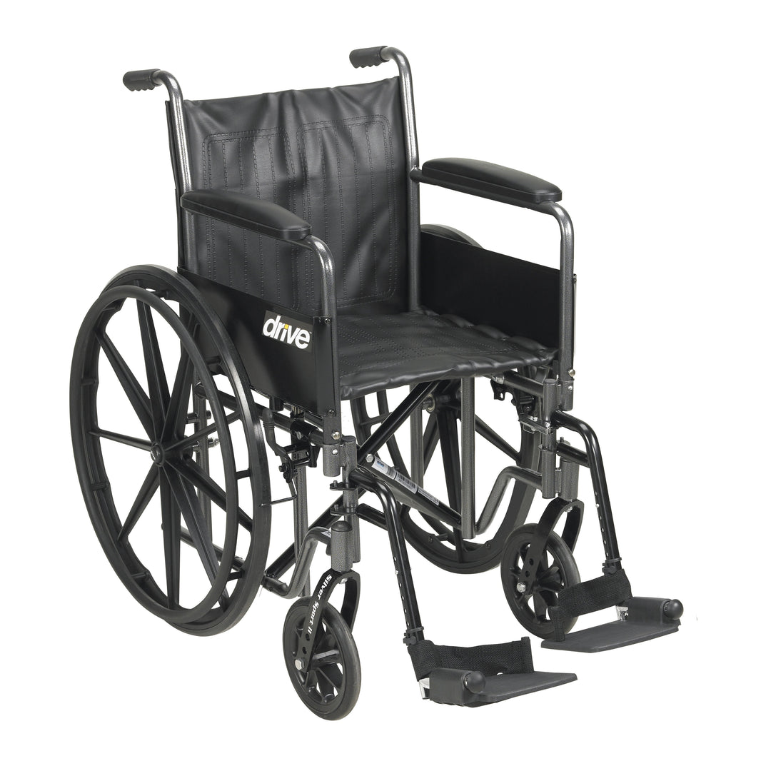Silver Sport 2 Wheelchair, Detachable Full Arms, Swing Away Footrests, 20" Seat