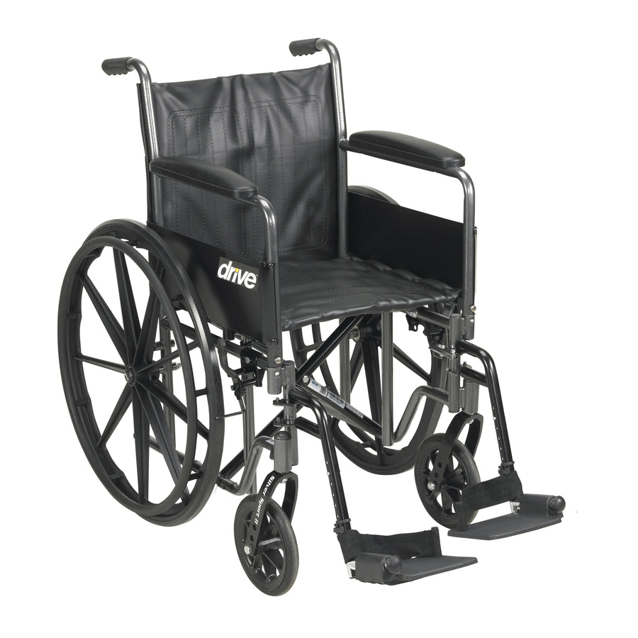 Silver Sport 2 Wheelchair, Detachable Full Arms, Swing Away Footrests, 20" Seat