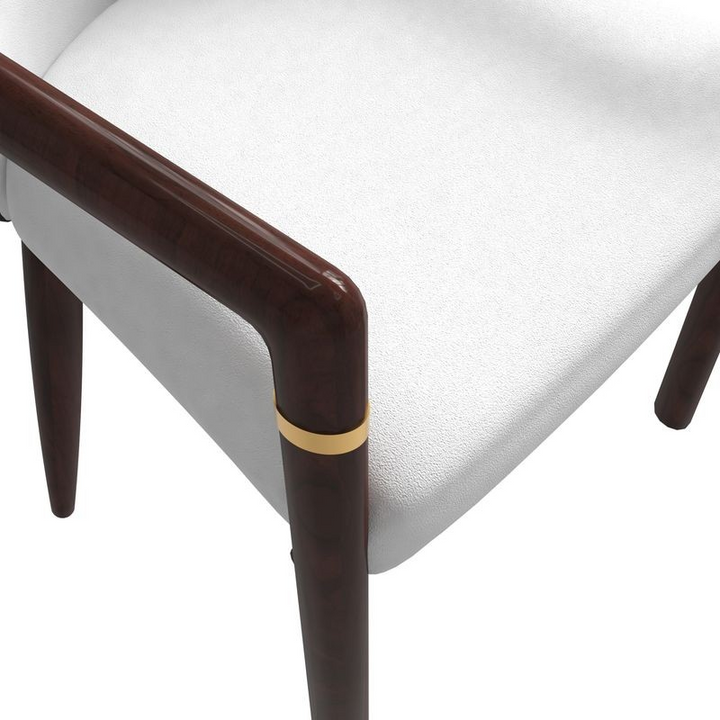 LeisureMod Opaline Series Elegant Wooden Dining Chair in Black Velvet and White Closeup.
