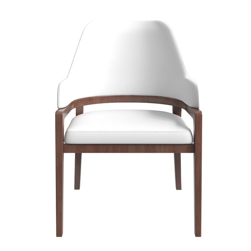 Leisuremod Ethora Collection Modern Wooden Dining Chair in White Front View.