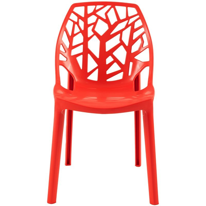 LeisureMod Modern Cornelia Dining Chair Solid Red Front View.