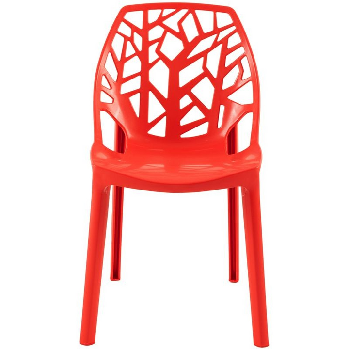 LeisureMod Modern Cornelia Dining Chair Solid Red Front View.