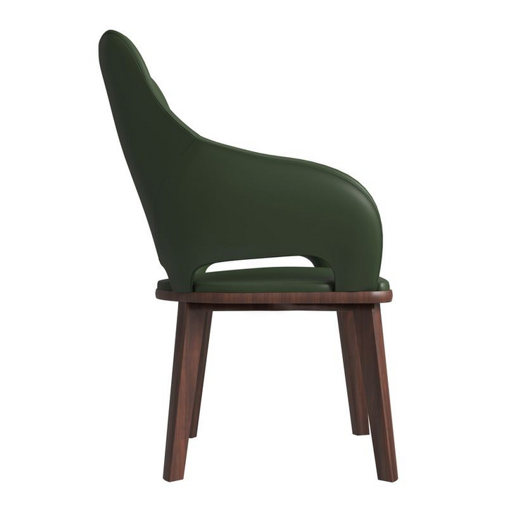 LeisureMod Vivara Collection Modern Dining Chair in Dark Green Side View.