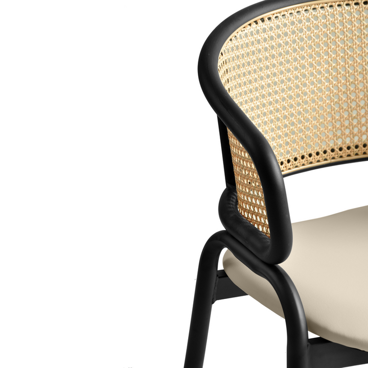 Ervilla Dining Chair Beige Leather Zoomed.