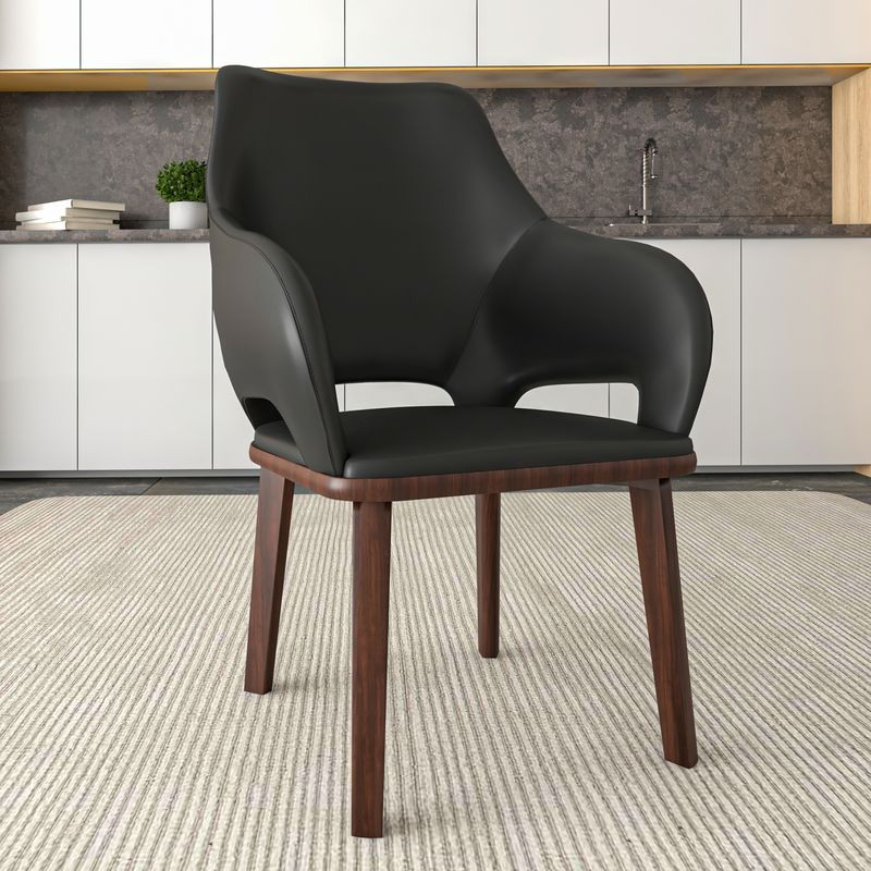 LeisureMod Vivara Collection Modern Dining Chair in Dark Grey with Background.