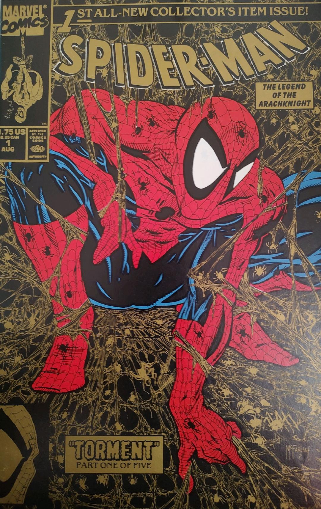 Spiderman #1 Gold Cover Comic Book Cover Art