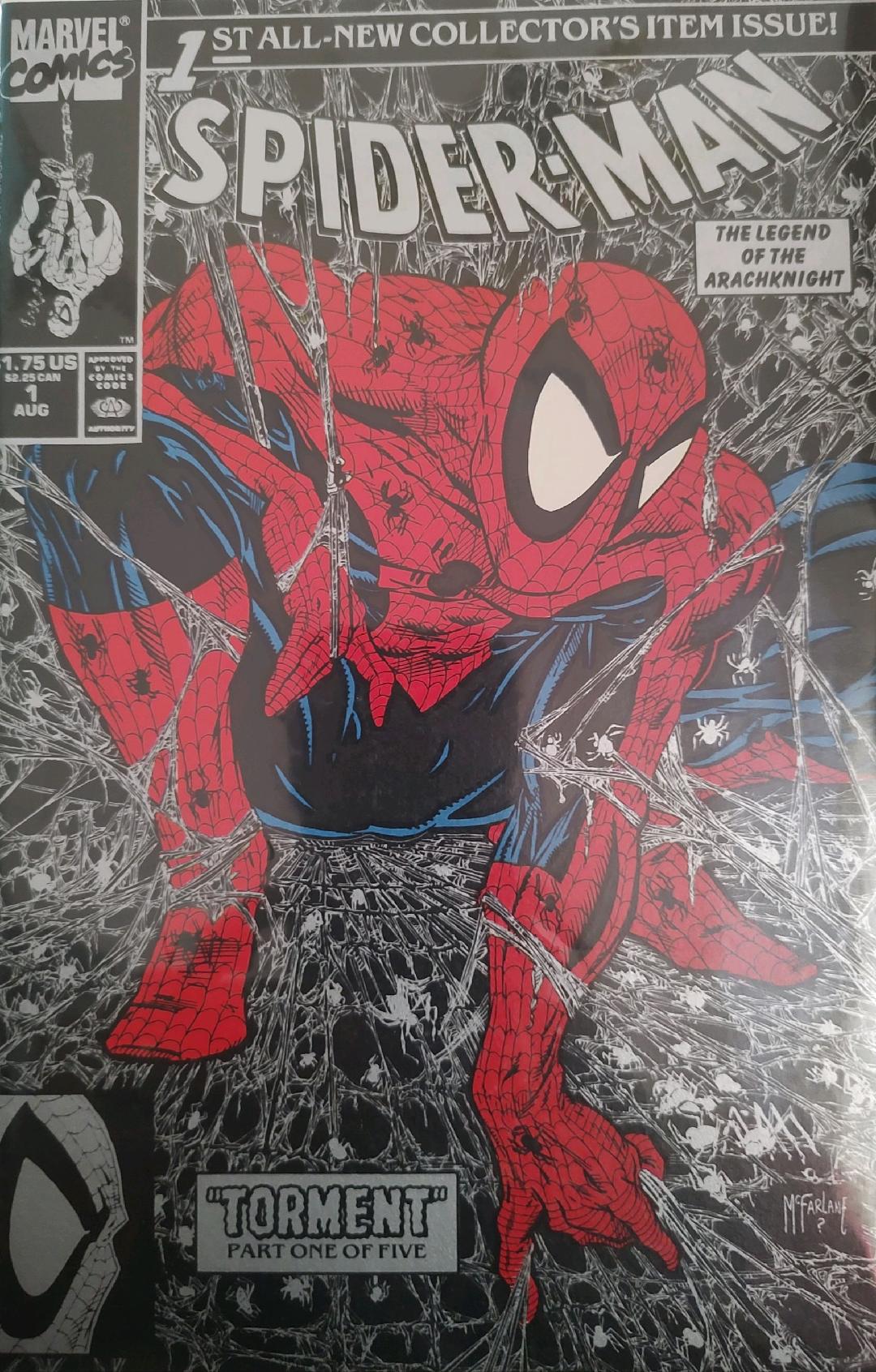 Spiderman #1 Silver Comic Book Cover Art