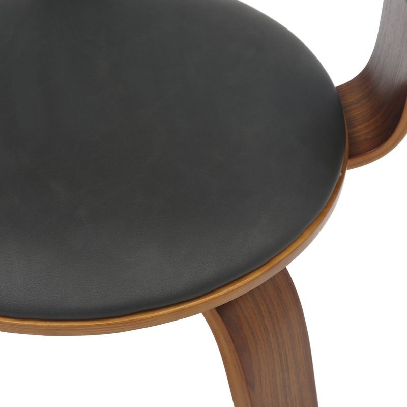 Modern Wooden Dining Chair with Walnut Color Frame in Black from the Brivo Collection Closeup.