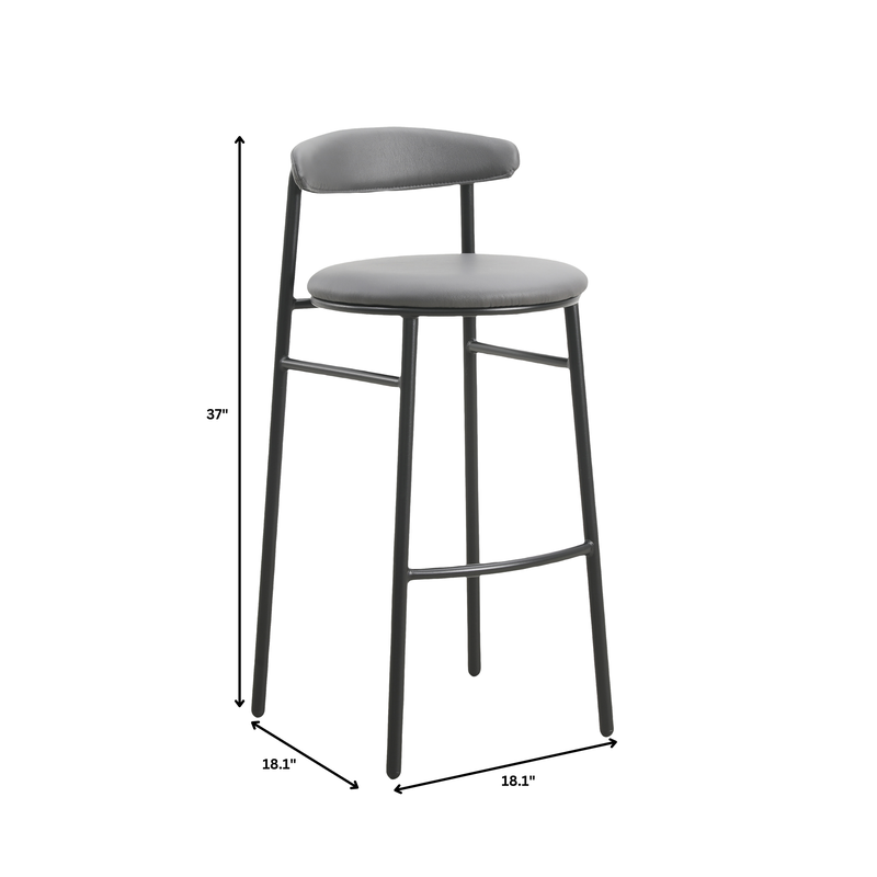 LeisureMod Lume Collection Modern Bar Stool in Charcoal Dimensions.