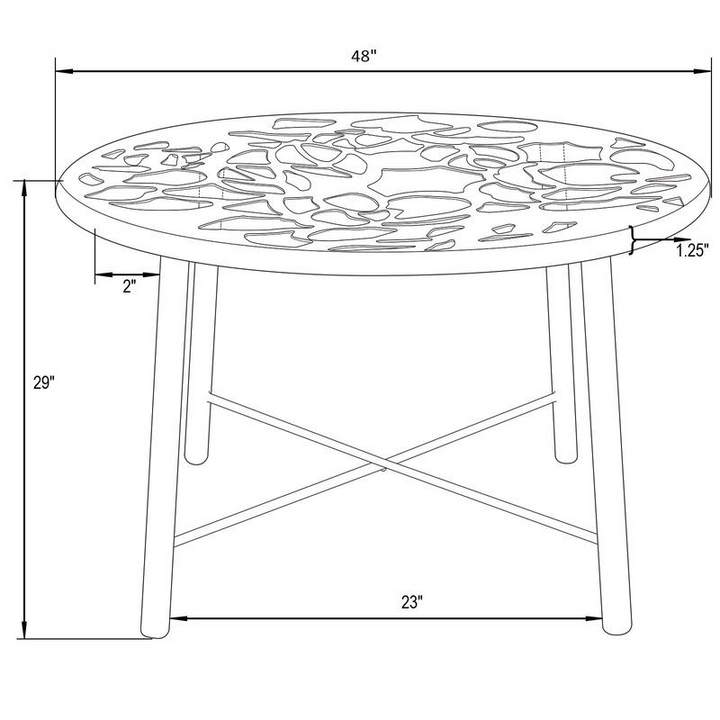 LeisureMod Devon Tree Design Glass Top Aluminum Base Indoor Outdoor Dining Table White Dimensions.