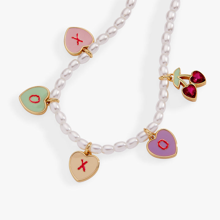 Sweethearts® ‘XOXO’ Heart Charm Beaded Pearl Bracelet