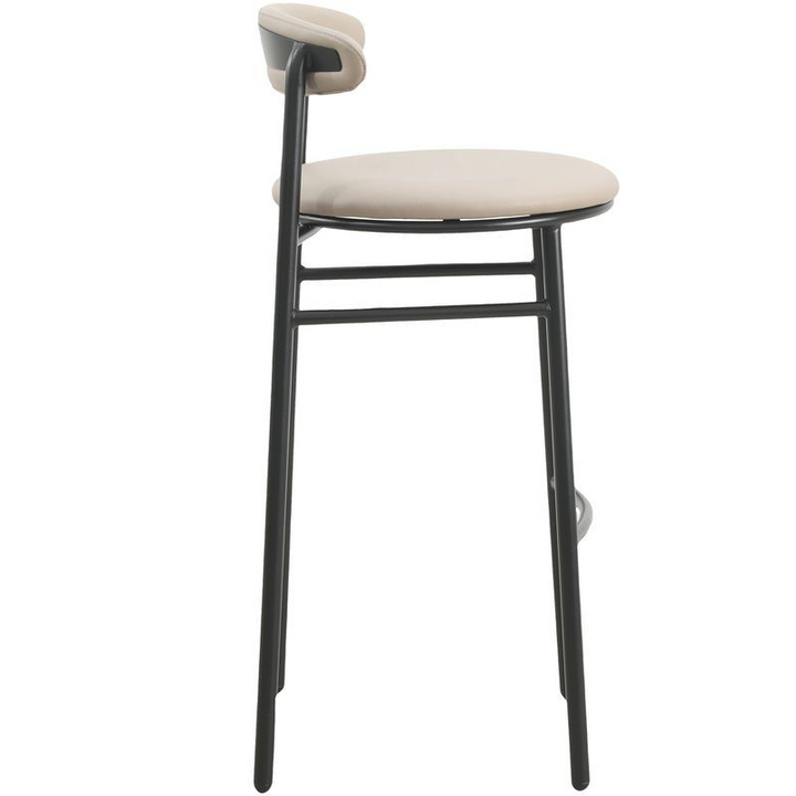 LeisureMod Lume Collection Modern Bar Stool in Dark Taupe Side View.