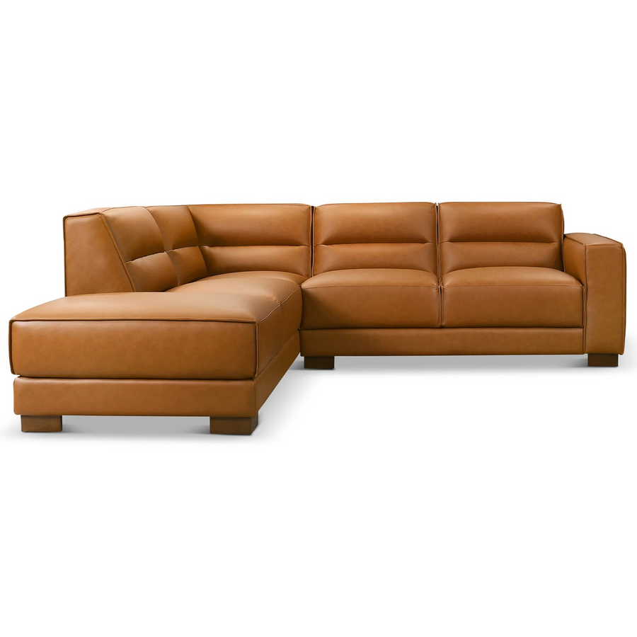 Muncie L-Shaped Sofa with Plush Cushions and Walnut Wood Legs