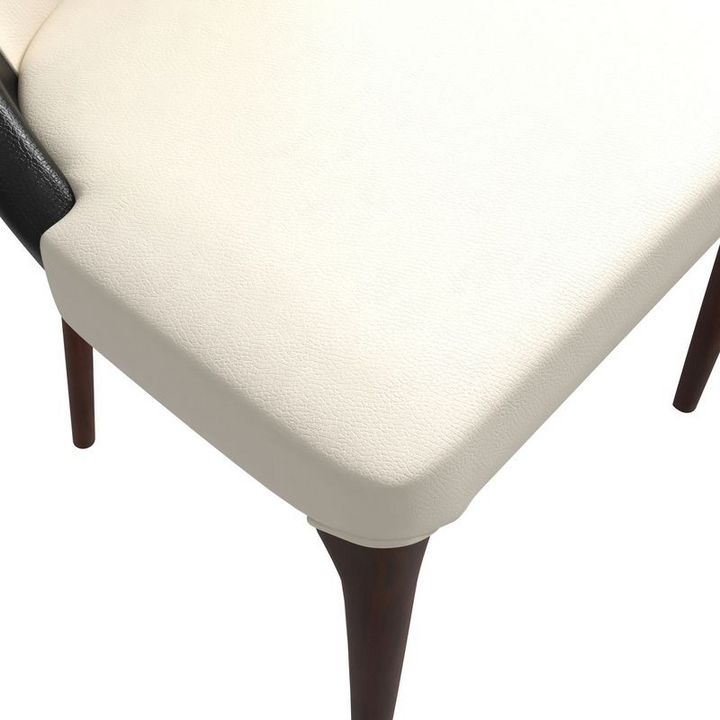 LeisureMod Havana Collection Modern Wooden Dining Chair in Black/White Closeup.