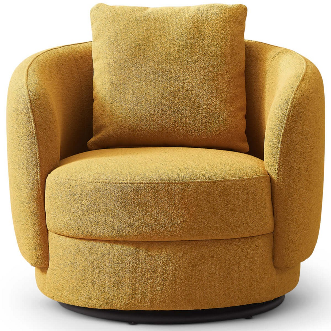 Dylan Gold Boucle Lounge Chair Front View.
